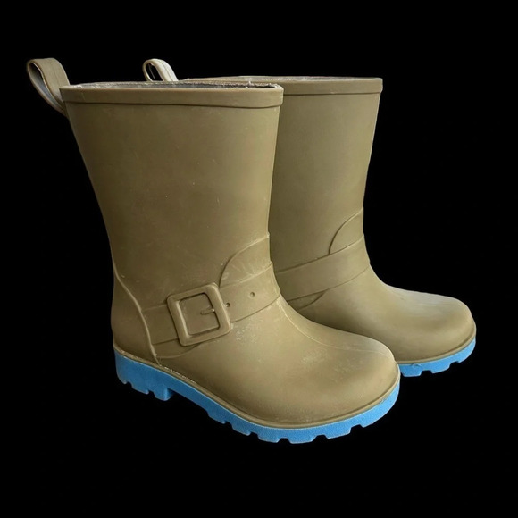 Native Child’s 9 Olive Green Waterproof Pull On Rain Boots Camping School Hiking - Picture 1 of 6